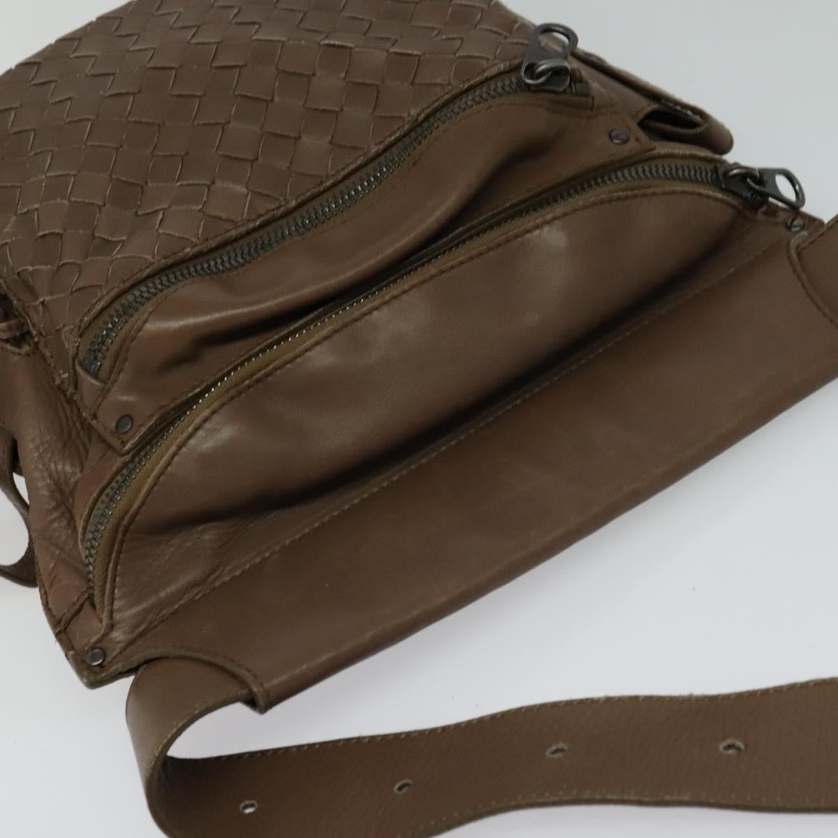 Bottega Veneta Zip Pocket Waist Bag Leather with Intrecciato, BROWN, LEATHER, Clutche & pouche
