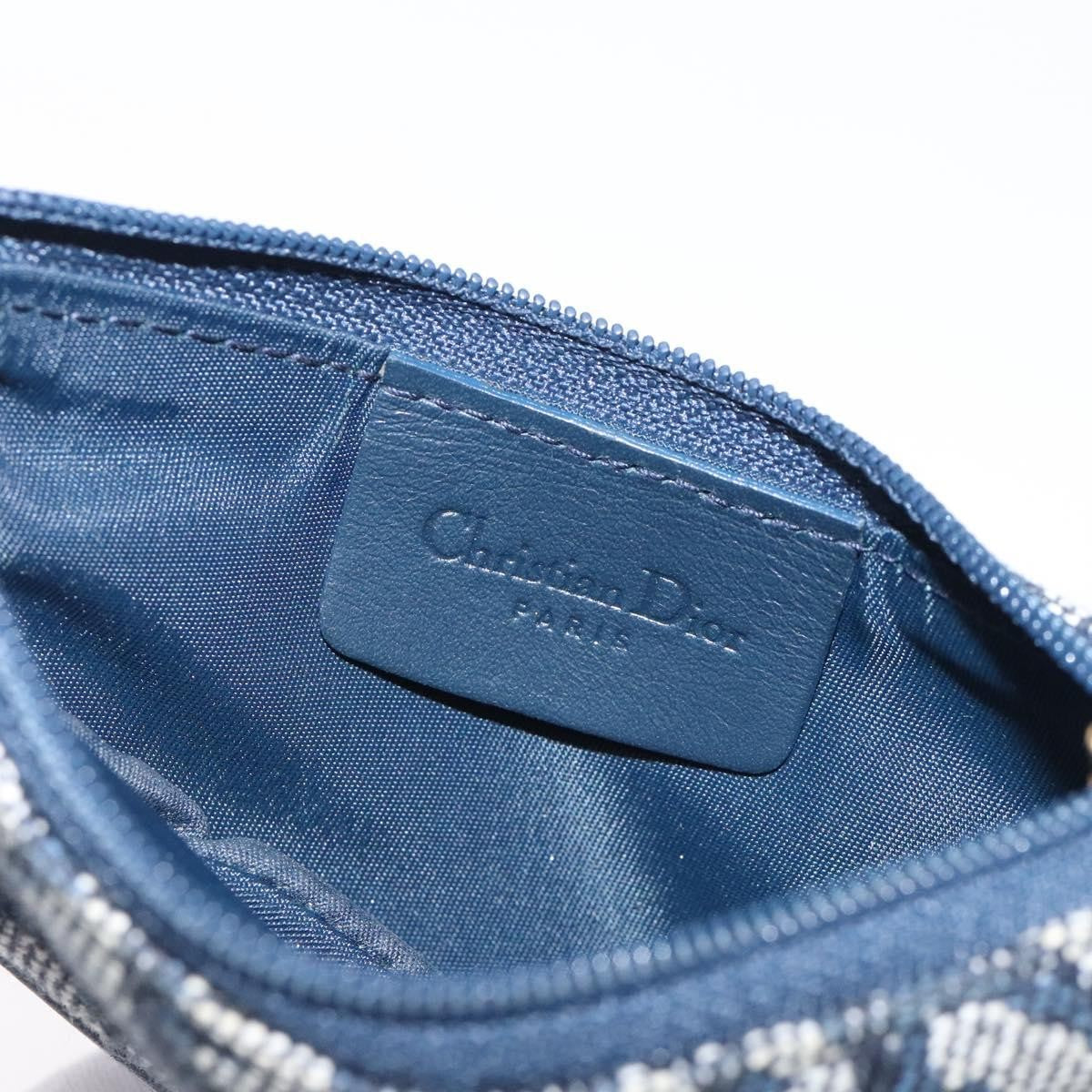 Christian Dior Vintage Saddle Zip Coin Purse Diorissimo Canvas, NAVY, CANVAS, Clutche & pouche