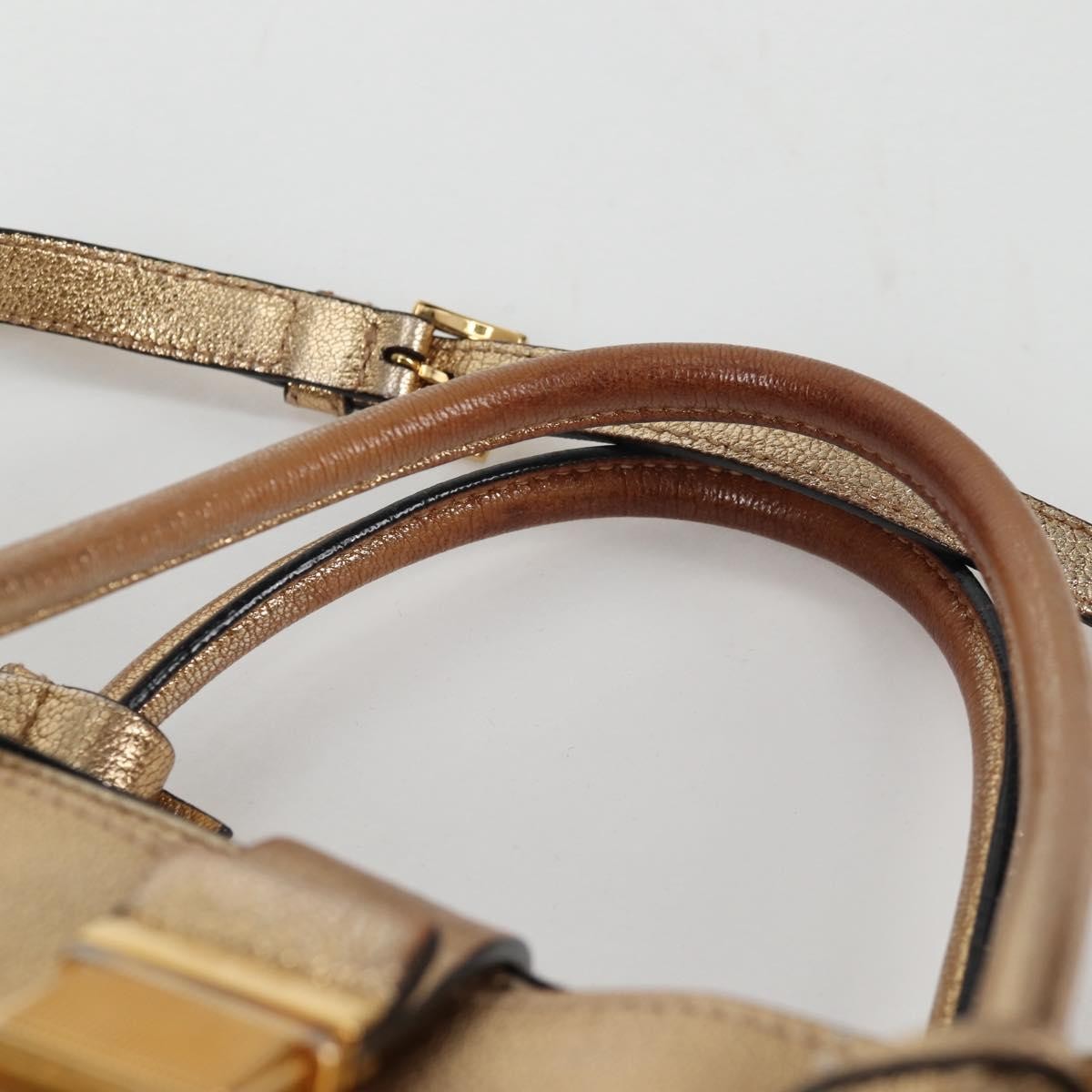 Miu Miu Madras Convertible Compartment Tote Leather, GOLD, LEATHER, Tote bag