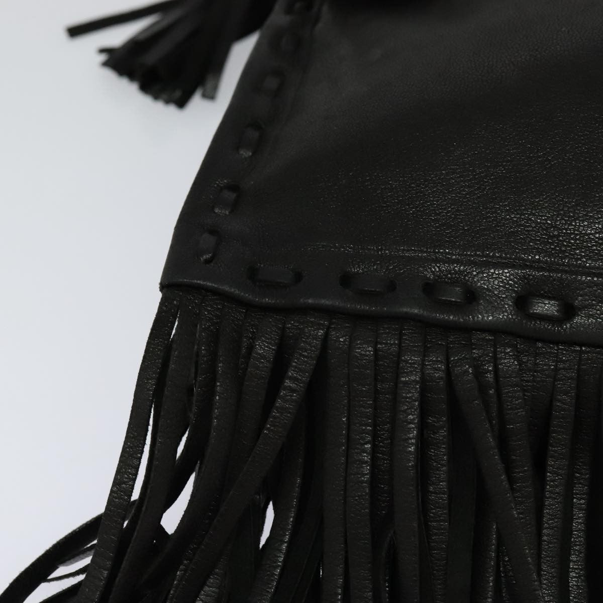 Prada Fringe Flap Crossbody Bag Leather, BLACK, LEATHER, Shoulder bag
