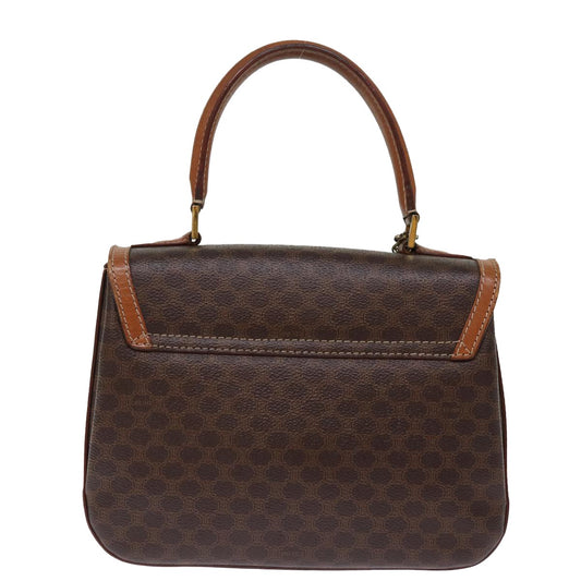 Celine Vintage Convertible Top Handle Bag Macadam Coated Canvas, BROWN, CANVAS, Handbag
