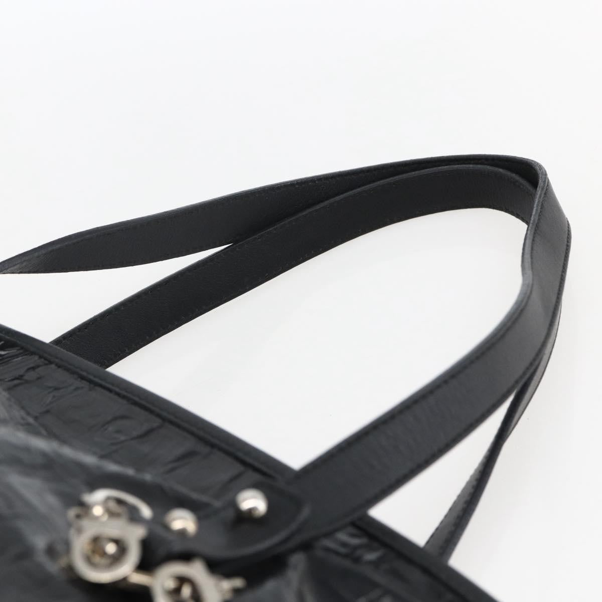 Salvatore Ferragamo Gancini Tote Patent leather, BLACK, PATENT_LEATHER, Tote bag