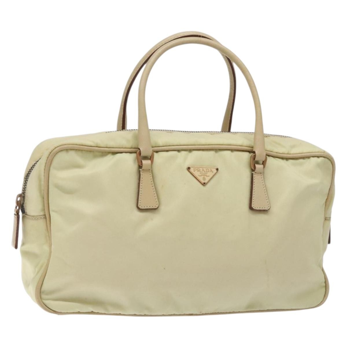 Prada Vintage Zip Handbag Tessuto, BEIGE, NYLON, Handbag