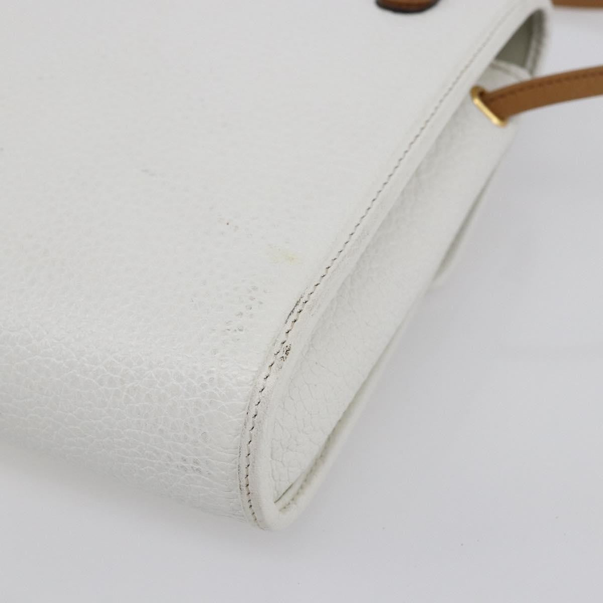 Christian Dior Vintage CD Logo Shoulder Bag Leather, WHITE, LEATHER, Shoulder bag