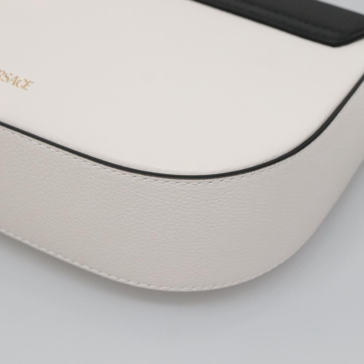 Versace Virtus Flap Messenger Bag Leather, WHITE, LEATHER, Crossbody bag