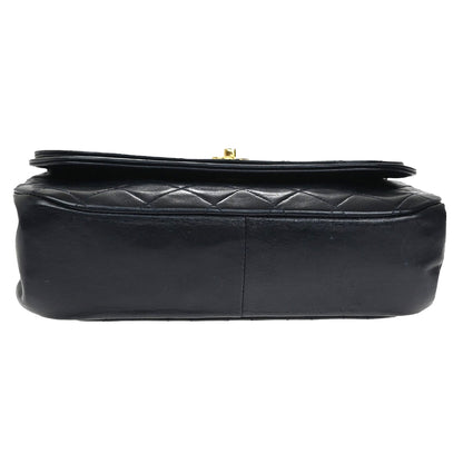 Chanel Vintage Flap Bag Leather, BLACK, LEATHER, Shoulder bag