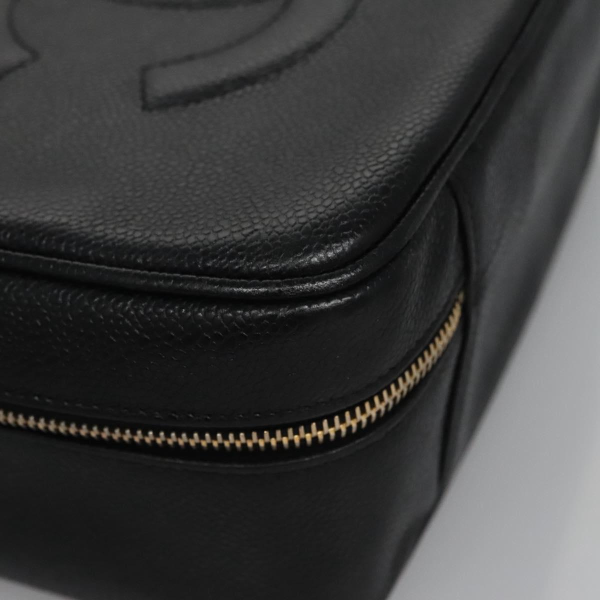 Chanel Vintage Timeless Zip Around Vanity Case Caviar, BLACK, LEATHER, Toiletry Case