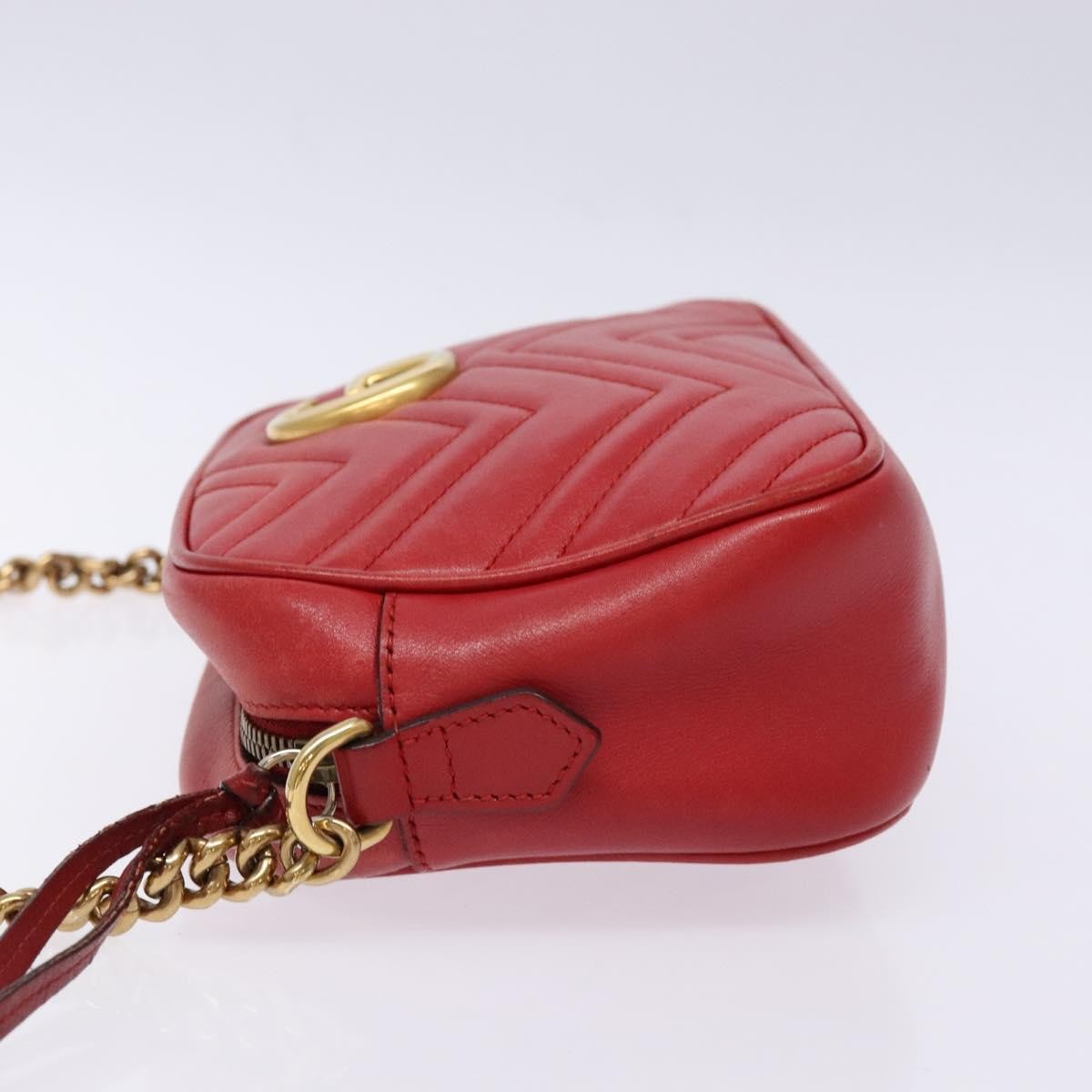 Gucci GG Marmont Triple Zip Chain Bag Matelasse Leather, RED, LEATHER, Shoulder bag