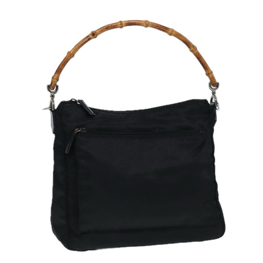 Gucci Vintage Bamboo Handle Bag Nylon, Black, Nylon, Handbag