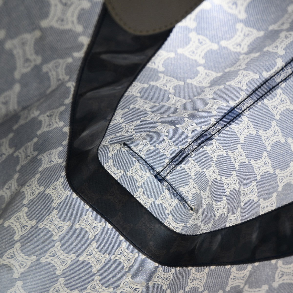 Celine Vintage Macadam Handbag Canvas, BLUE, CANVAS, Tote bag