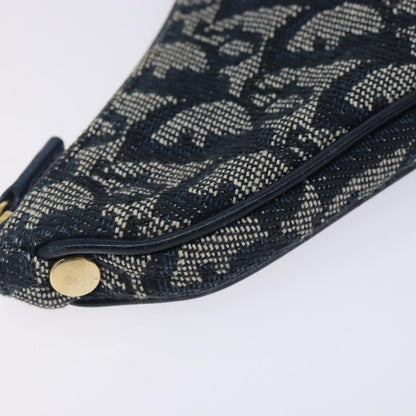 Christian Dior Vintage Saddle Zip Coin Purse Diorissimo Canvas, NAVY, CANVAS, Clutche & pouche