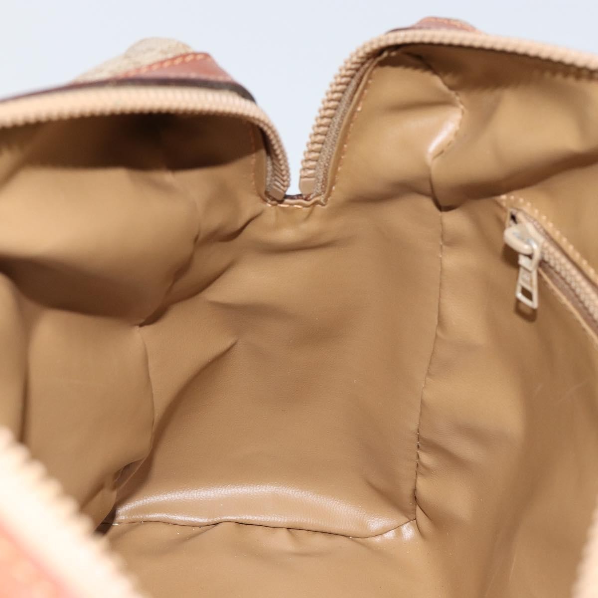 Celine Vintage Macadam Handbag Canvas and Leather, BEIGE, CANVAS, Handbag