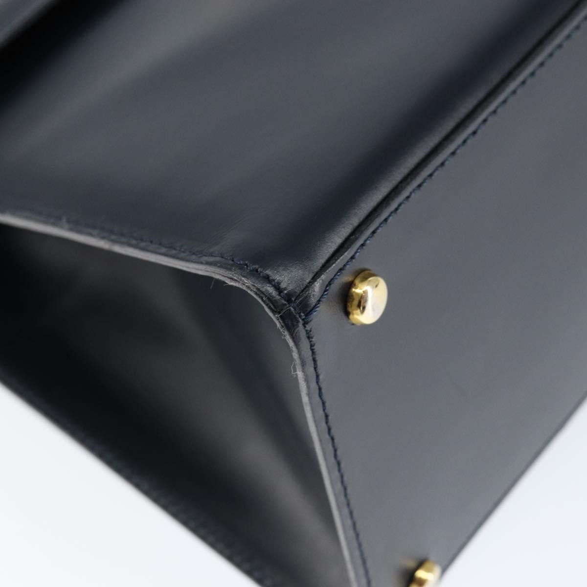 Celine Circle Logo Handbag Leather, NAVY, LEATHER, Handbag