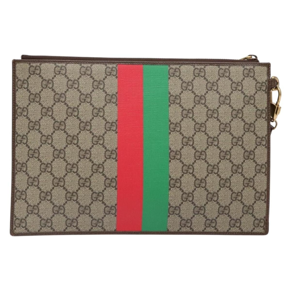 Gucci GG Marmont Pouch Coated Canvas, BEIGE, PVC, Clutche & pouche