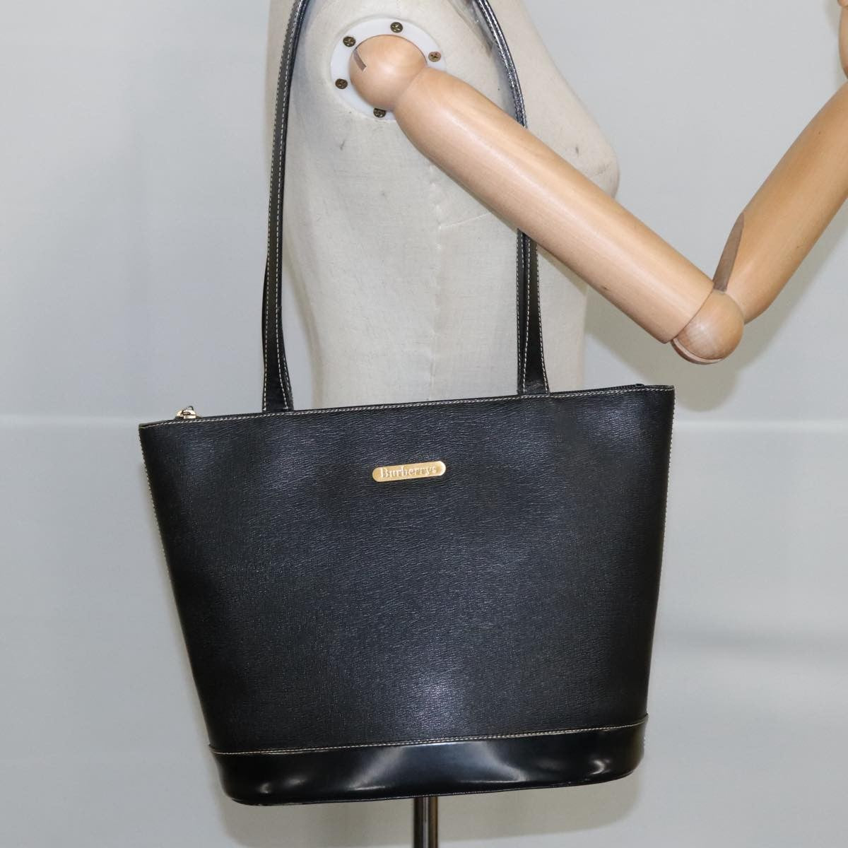 Burberry Handle Tote Leather, BLACK, LEATHER, Tote bag