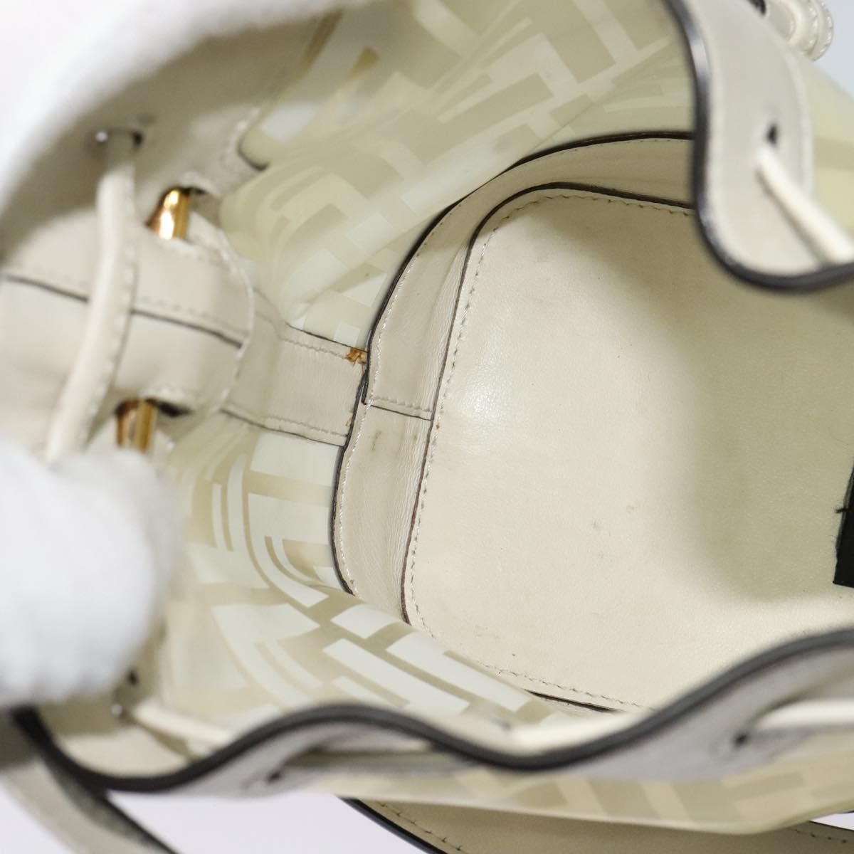 Fendi FF Logo Mon Tresor Bucket Bag Canvas, WHITE, CANVAS, Shoulder bag