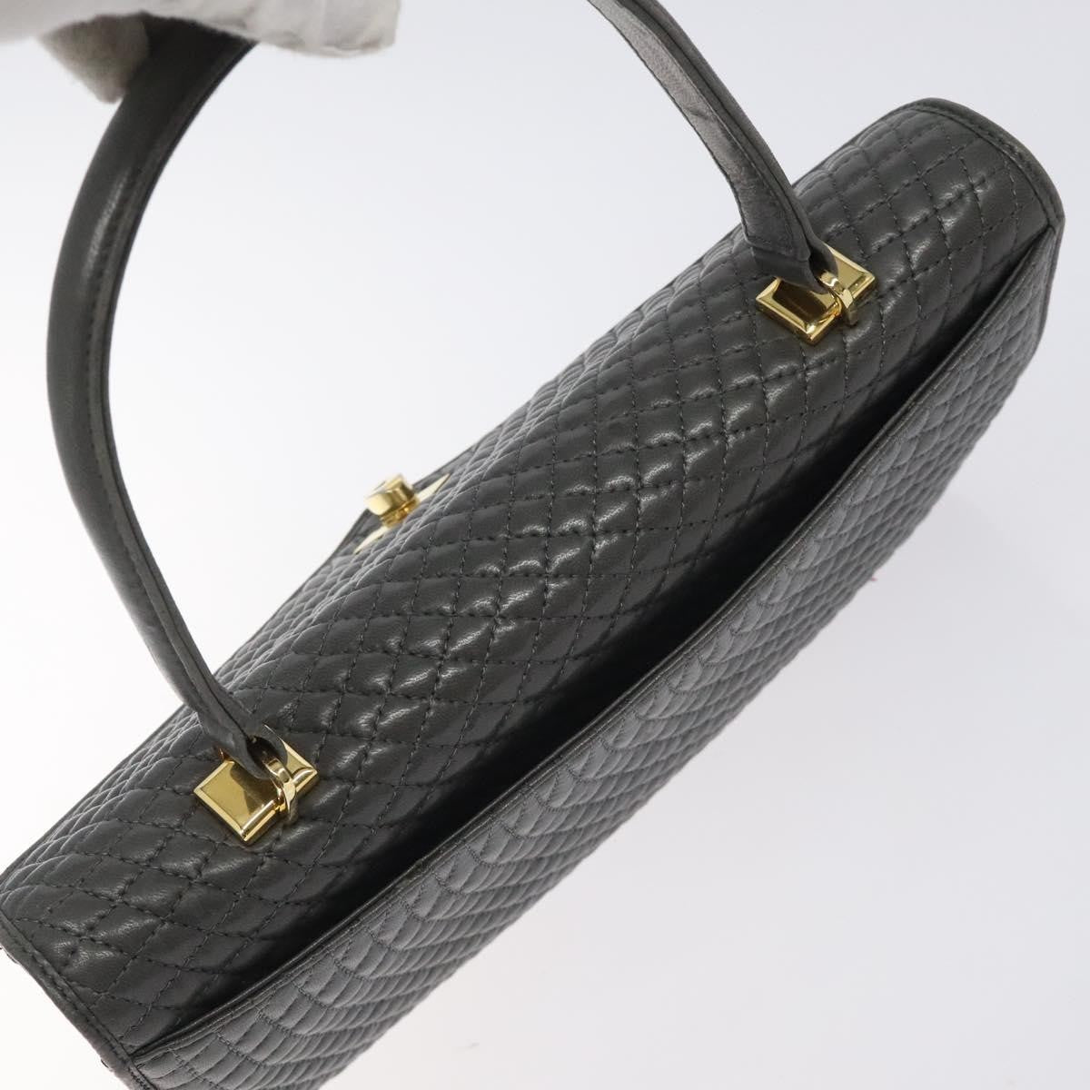 Bally Vintage Handbag Quilted Leather, GRAY, LEATHER, Handbag