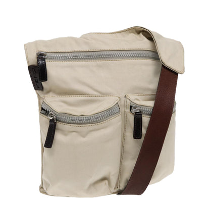 Fendi Vintage Double Pocket Zip Shoulder Bag Canvas, BEIGE, CANVAS, Shoulder bag