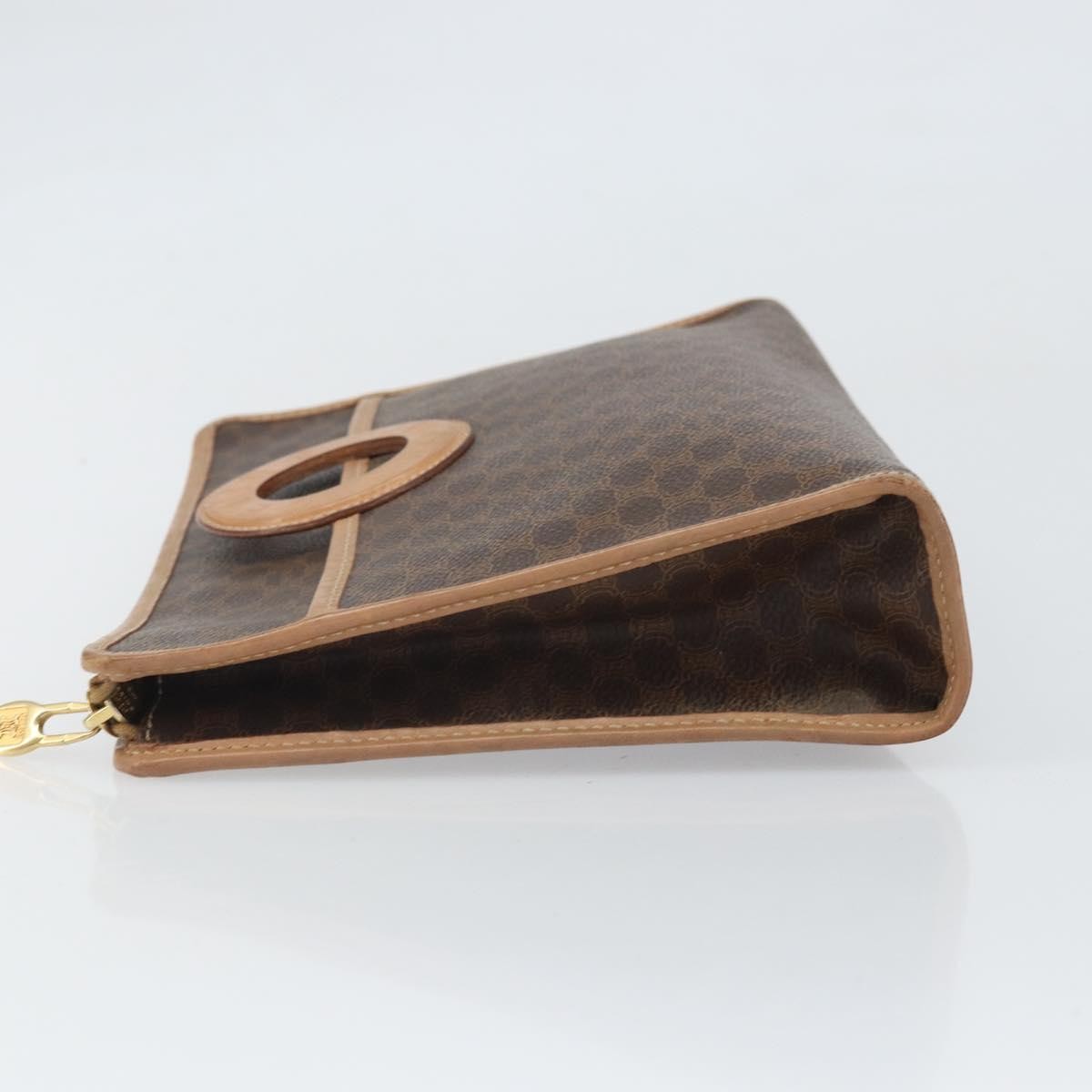 Celine Macadam Pochette Canvas and Leather, BROWN, CANVAS, Clutche & pouche