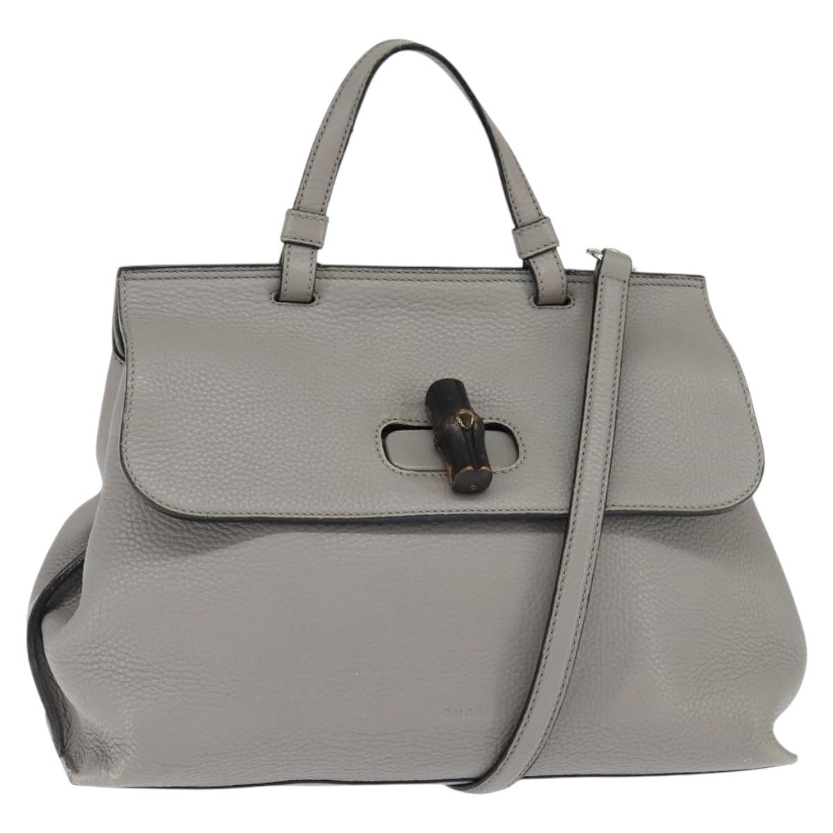Gucci Bamboo Daily Top Handle Bag Leather, GRAY, LEATHER, Handbag