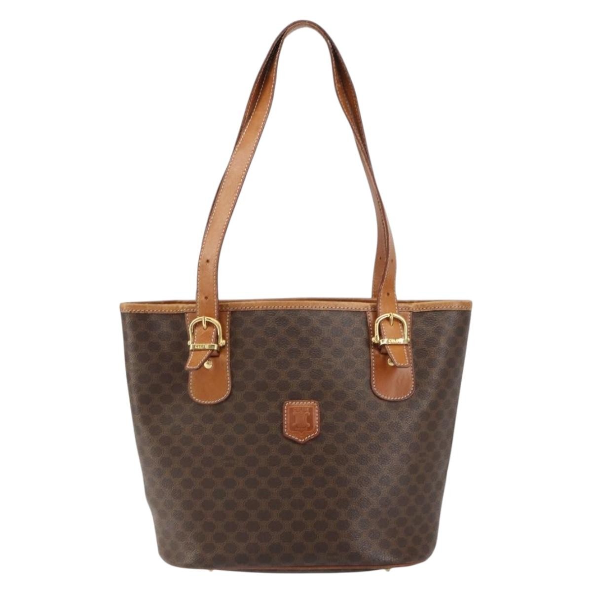 Celine Vintage Macadam Tote bag Canvas, BROWN, PVC, Tote bag