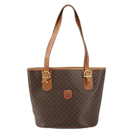 Celine Vintage Macadam Tote bag Canvas, BROWN, PVC, Tote bag