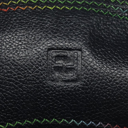 Fendi Vintage Zip Crossbody Bag Leather, NAVY, LEATHER, Shoulder bag