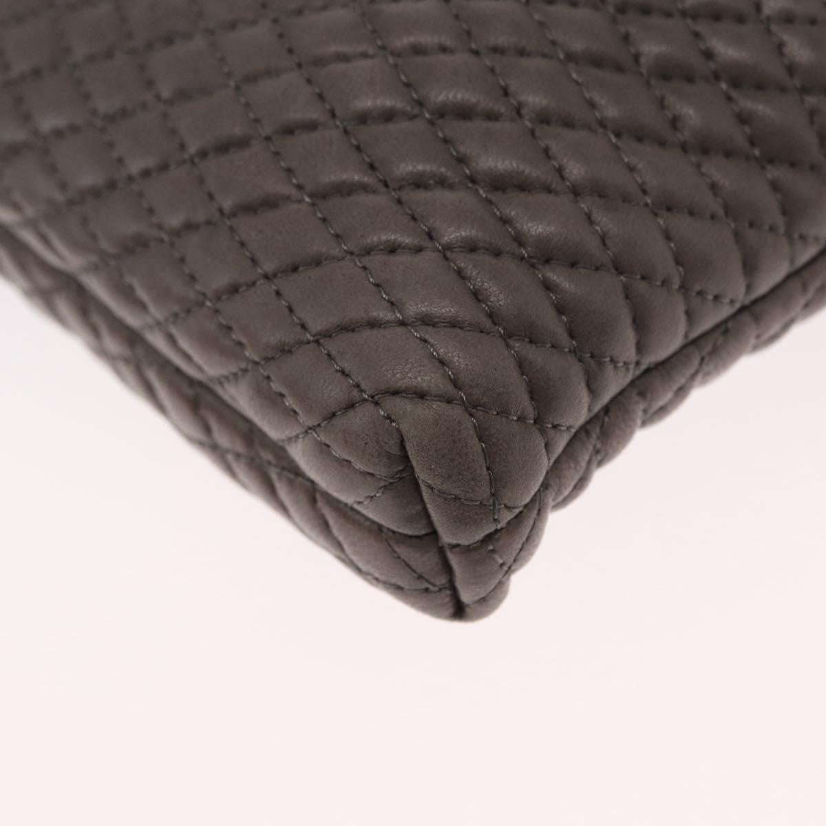 Bally Vintage Chain Shoulder Bag Quilted Leather, GRAY, LEATHER, Shoulder bag