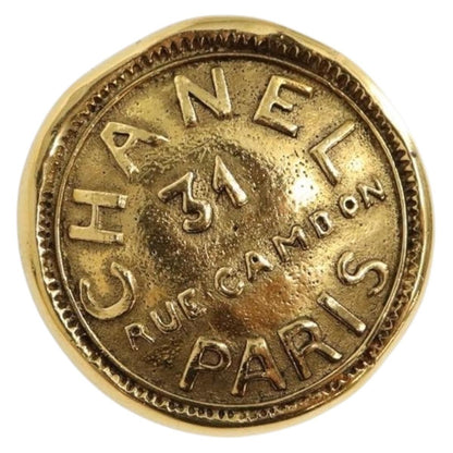 Chanel Vintage 31 Rue Cambon Round Brooch Metal, GOLD, METAL, Brooch