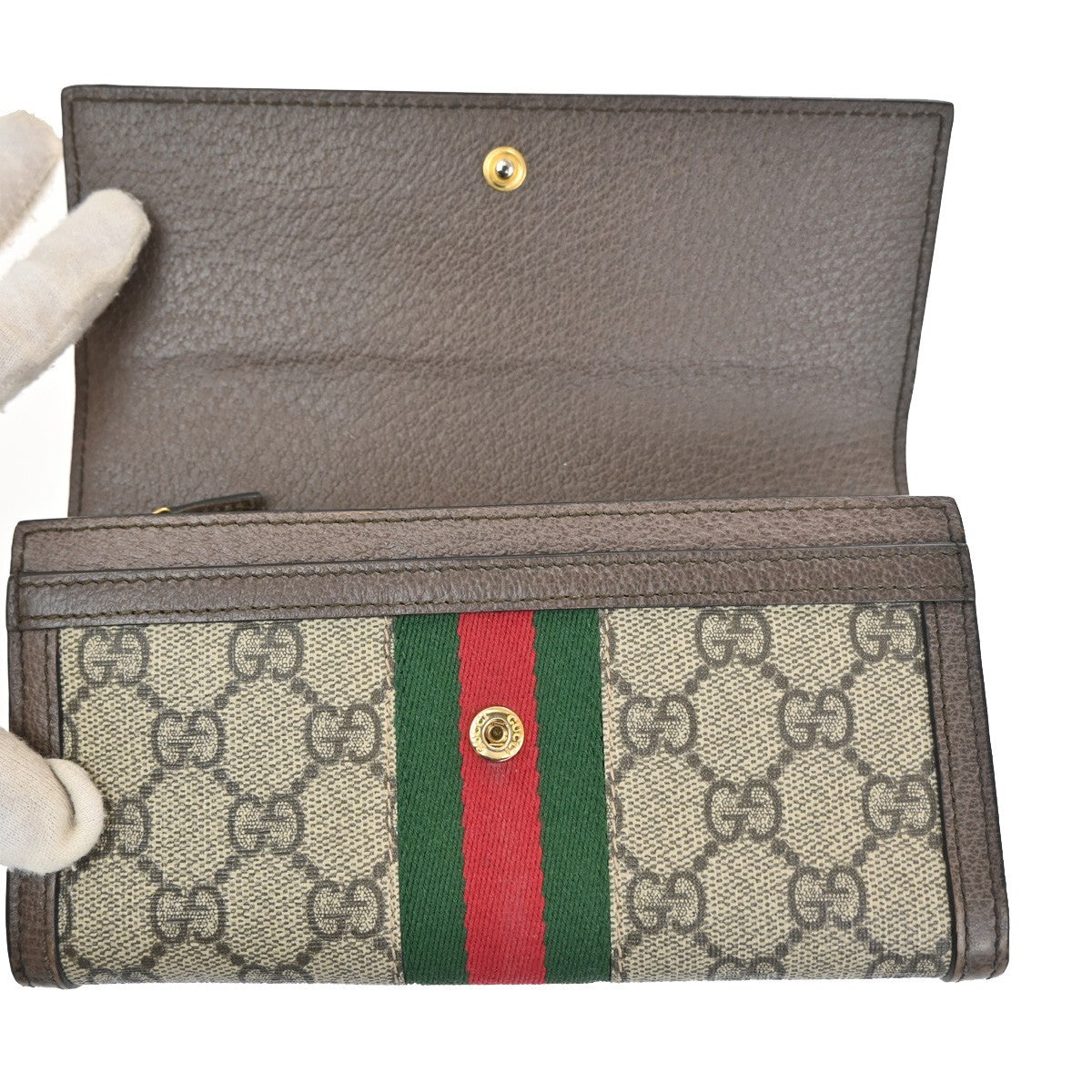 Gucci Ophidia Continental Wallet GG Coated Canvas, BROWN, CANVAS, Wallets