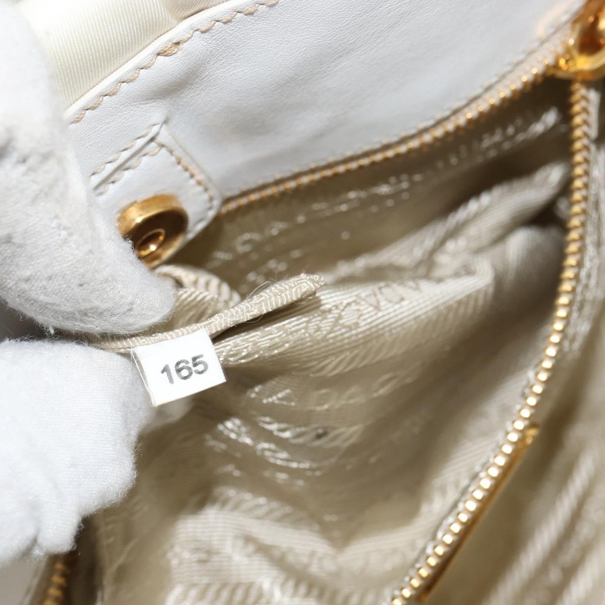 Prada Vintage Tote Tessuto with Leather, WHITE, NYLON, Tote bag