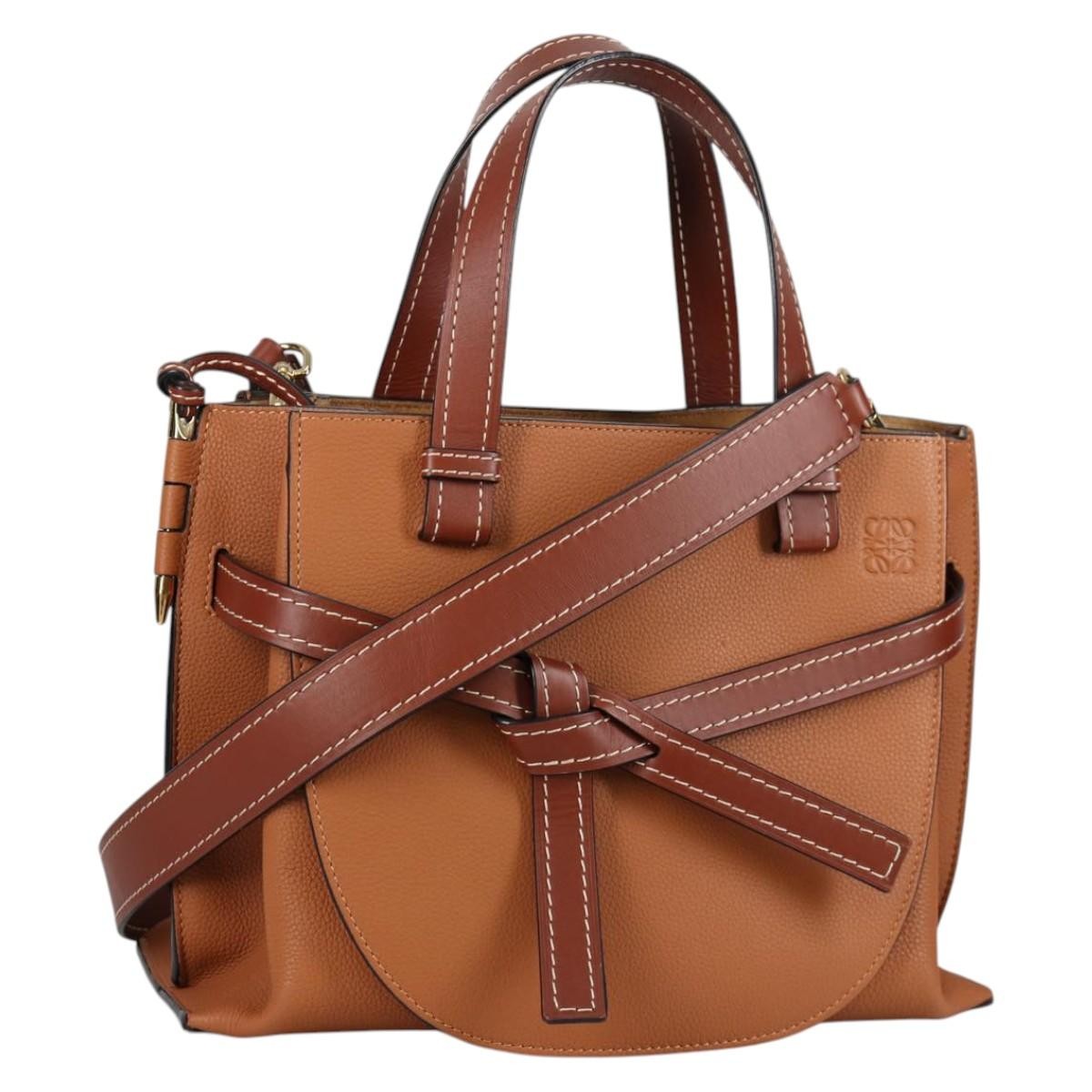 Loewe Gate Tote Leather, BROWN, LEATHER, Tote bag