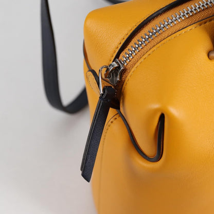 Celine Soft Cube Bag Leather, YELLOW, LEATHER, Handbag