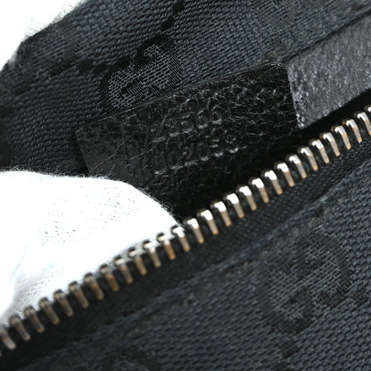 Gucci Vintage Double Belt Bag GG Canvas with Leather, BLACK, CANVAS, Clutche & pouche