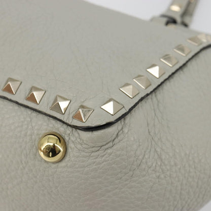 Valentino Garavani Rockstud Tote Textured Leather, Gray, Leather, Tote Bag