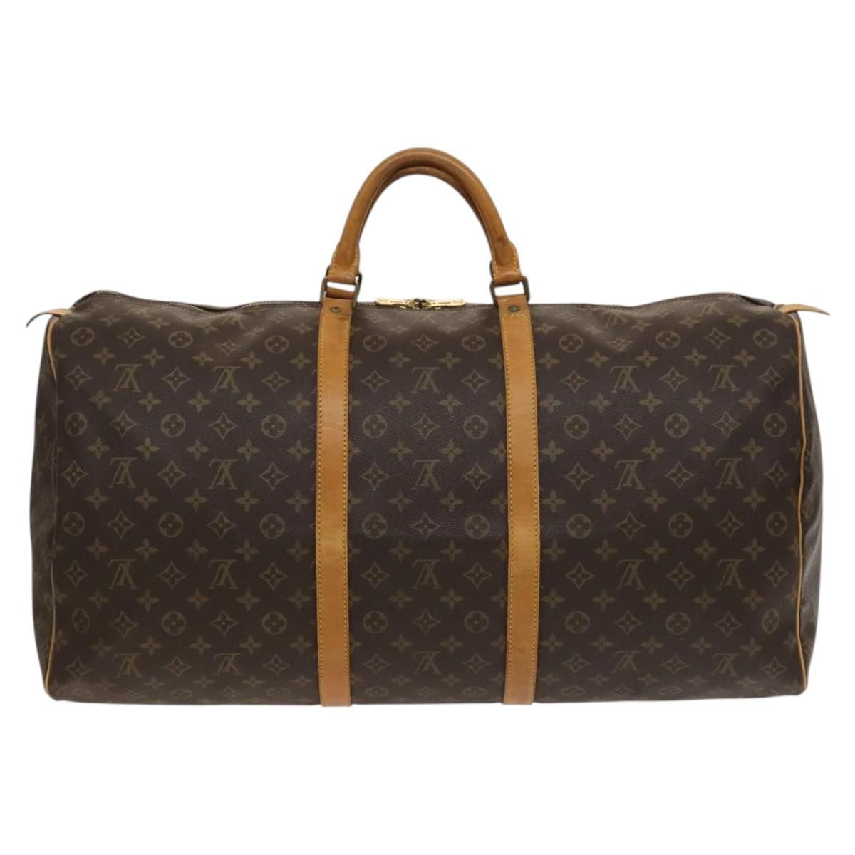 Louis Vuitton Keepall Bag Monogram Canvas, BROWN, CANVAS, Travel bag