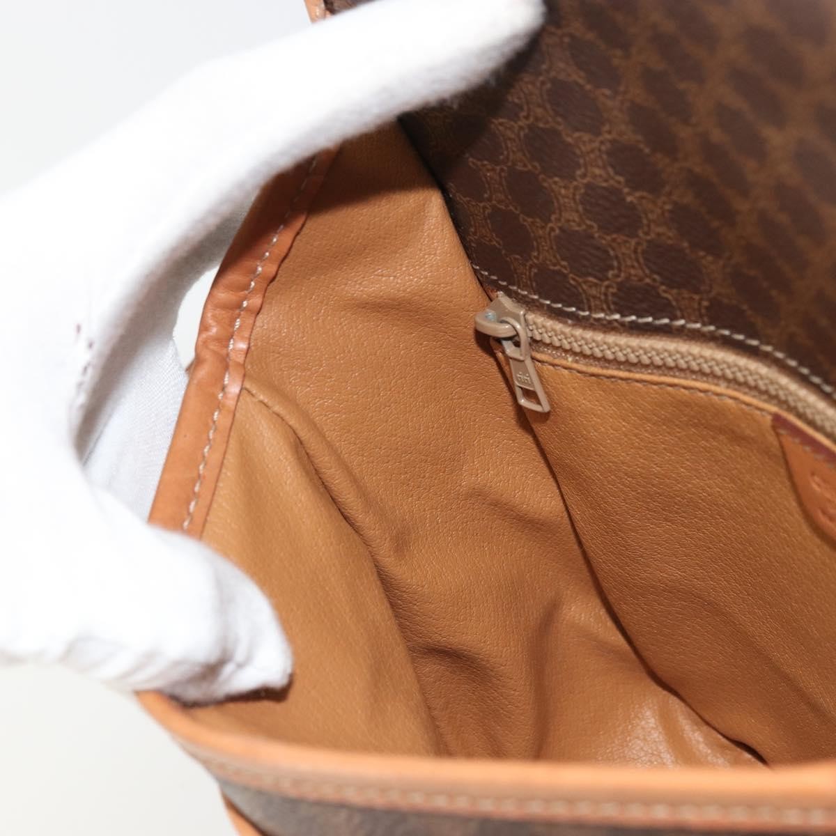 Celine Vintage Macadam Shoulder Bag Canvas and Leather, Brown, Canvas, Shoulder Bag