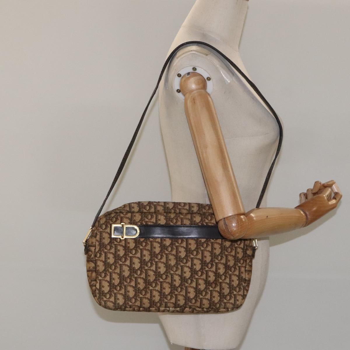 Christian Dior Vintage Trotter Shoulder Bag Canvas, BROWN, CANVAS, Shoulder bag