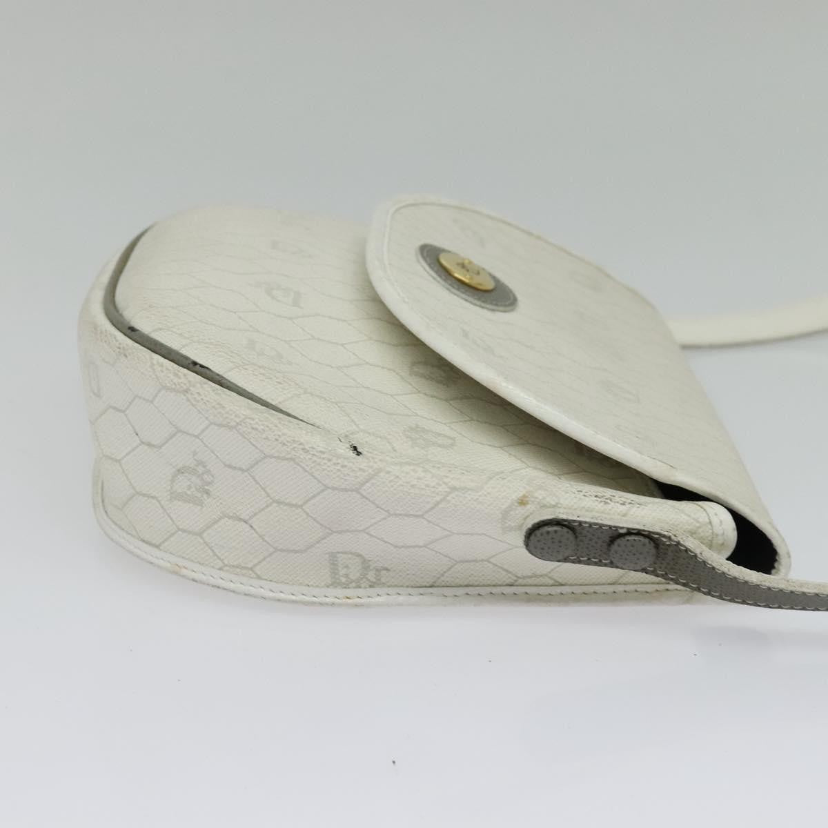 Christian Dior Vintage Honeycomb Flap Crossbody Bag Coated Canvas, WHITE, CANVAS, Crossbody bag