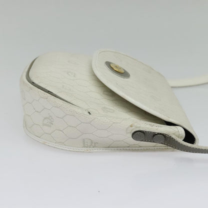 Christian Dior Vintage Honeycomb Flap Crossbody Bag Coated Canvas, WHITE, CANVAS, Crossbody bag