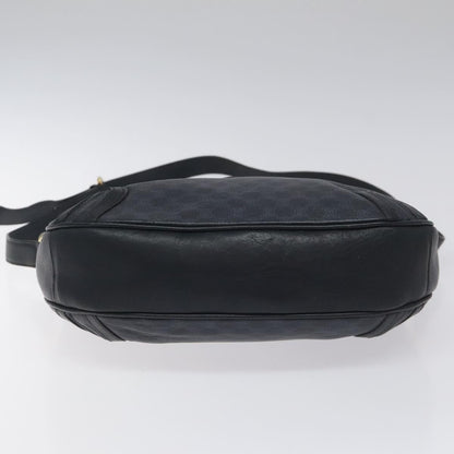 Celine Vintage Macadam Shoulder Bag Canvas and Leather, BLACK, CANVAS, Shoulder bag