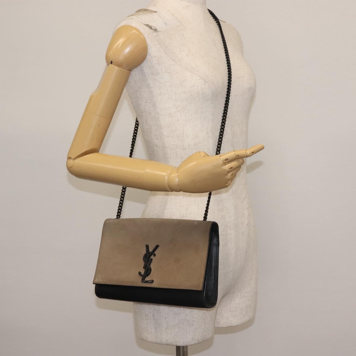 Saint Laurent Classic Monogram Tassel Crossbody Bag Suede, BLACK, SUEDE, Shoulder bag