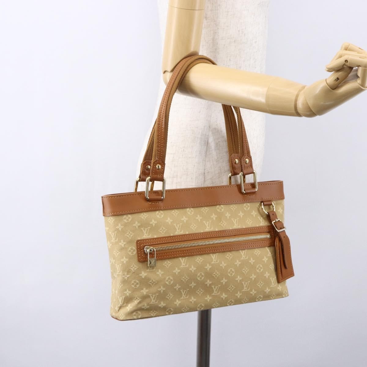 Louis Vuitton Lucille Handbag Mini Lin, BEIGE, CANVAS, Handbag
