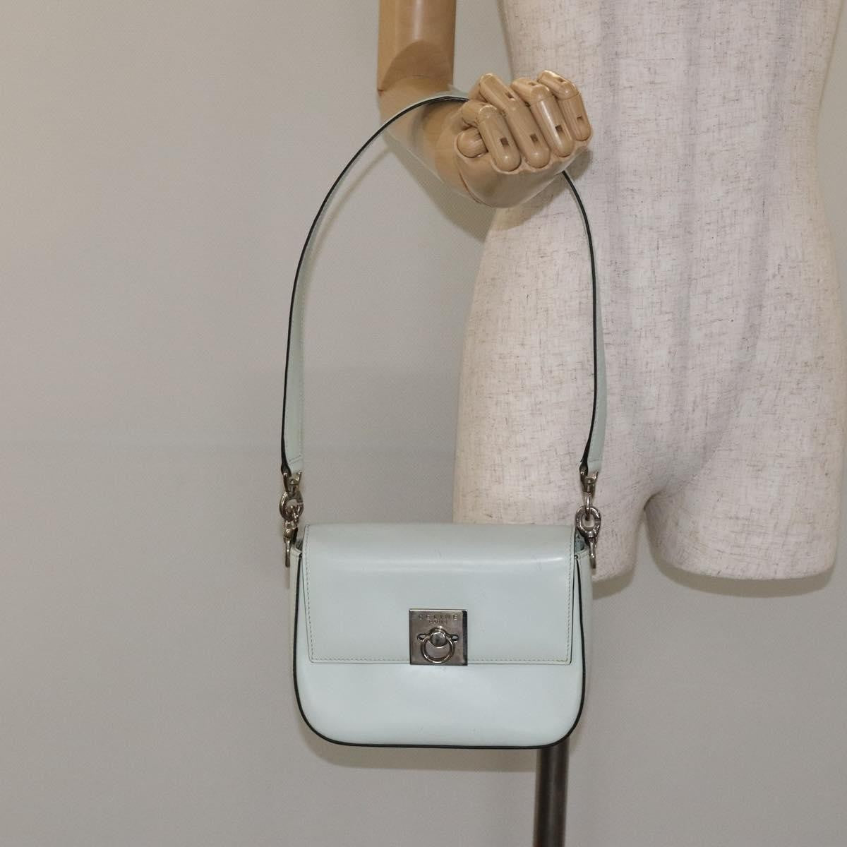 Celine Flap Shoulder Bag Leather, SILVER, LEATHER, Shoulder bag