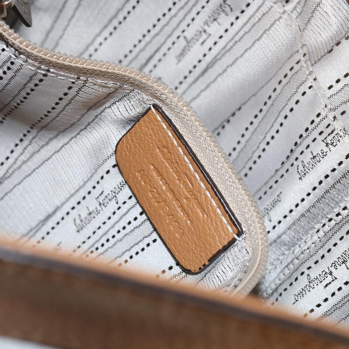 Salvatore Ferragamo Gancini Shoulder Bag Leather, BROWN, LEATHER, Shoulder bag