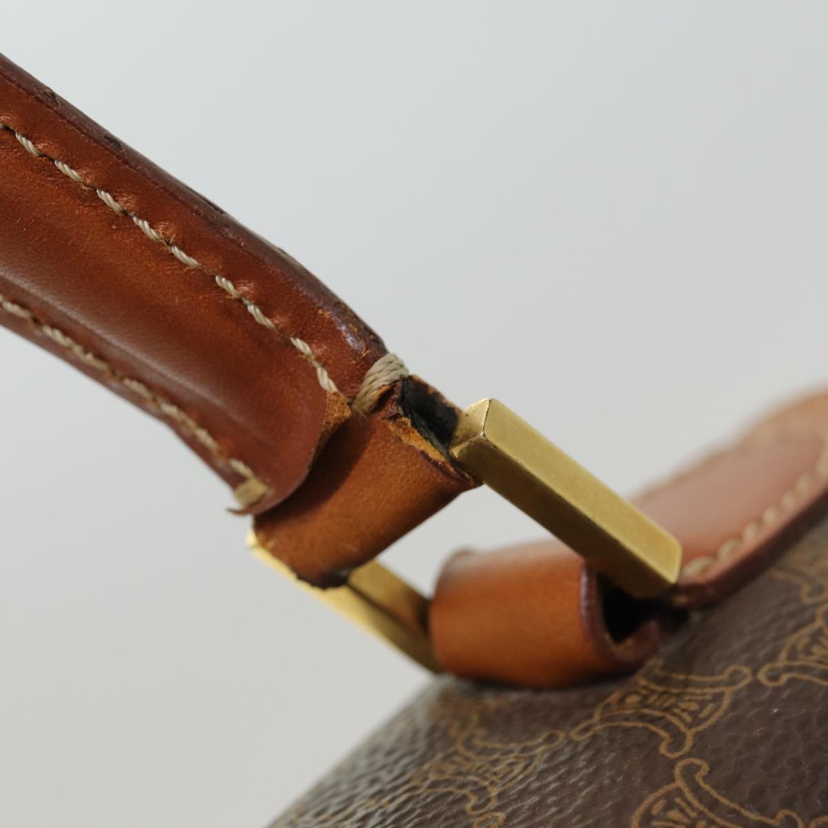 Celine Vintage Convertible Top Handle Bag Macadam Coated Canvas, BROWN, CANVAS, Handbag