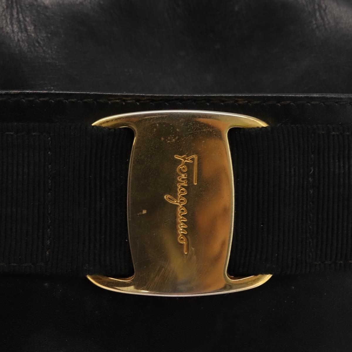 Salvatore Ferragamo Vala Shoulder Bag Leather, BLACK, LEATHER, Shoulder bag