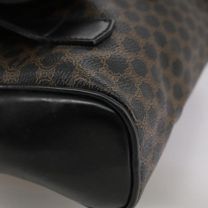 Celine Vintage Macadam Backpack Canvas and Leather, BLACK, CANVAS, Backpack