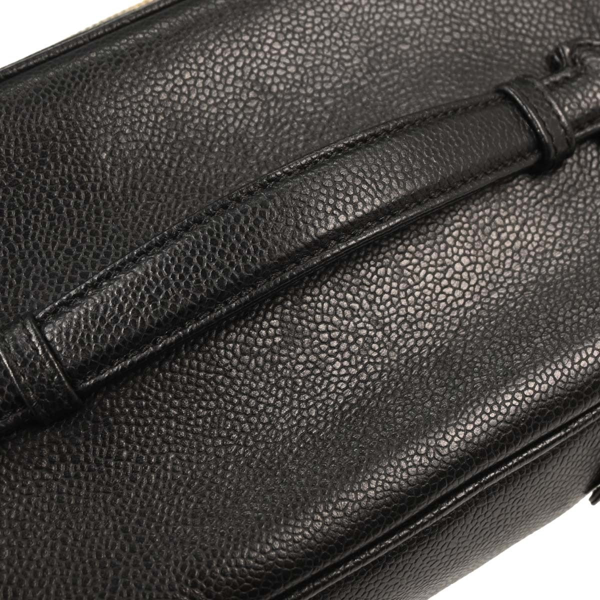 Chanel Vintage Timeless Cosmetic Case with Mirror Caviar, BLACK, LEATHER, Clutche & pouche