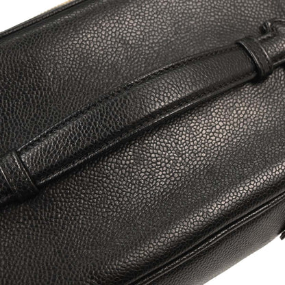 Chanel Vintage Timeless Cosmetic Case with Mirror Caviar, BLACK, LEATHER, Clutche & pouche